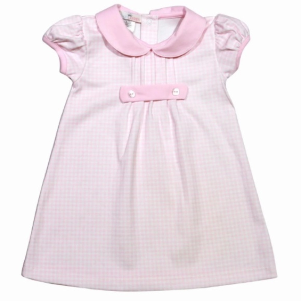 🔥BABY LOREN Pink Ruffled Tiered Babydoll Dress with Peter Pan Collar